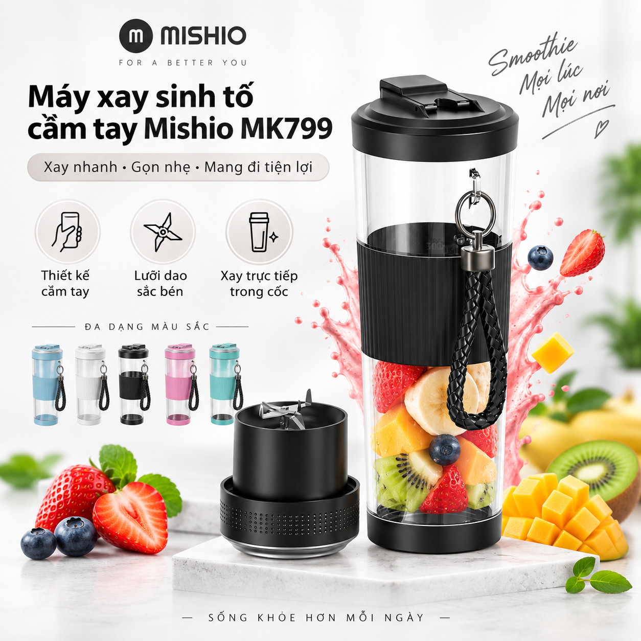 Máy xay sinh tố cầm tay Mishio MK799