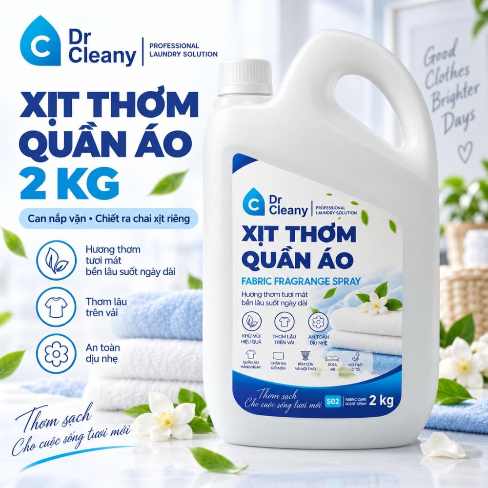 Nước xịt thơm quần áo Dr Cleany 2kg cho tiệm giặt
