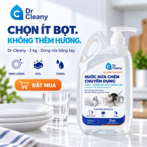 Nước rửa chén Dr Cleany 2kg – Ít bọt, không mùi, không hương liệu