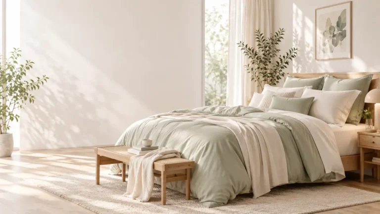 Phòng ngủ tối giản với bộ chăn ga Kachi Tencel Blend
