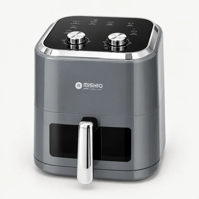 Nồi chiên không dầu Mishio MK408 trên nền xám nhạt