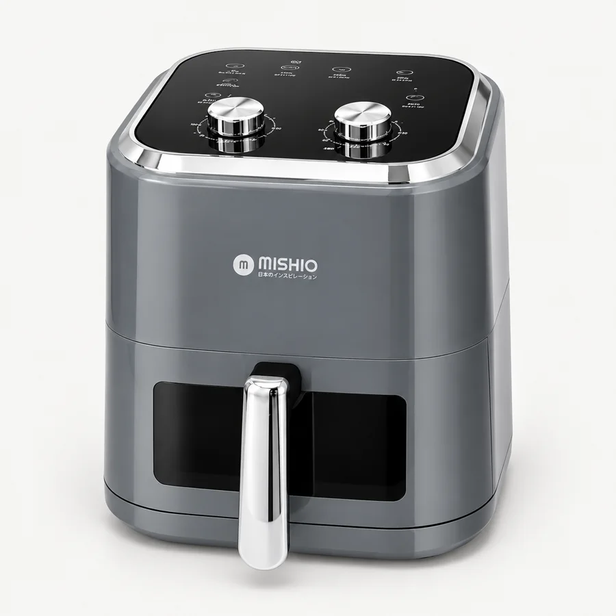 Nồi chiên không dầu Mishio MK408 trên nền xám nhạt