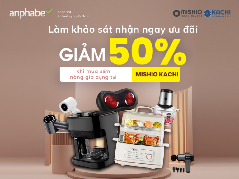 Hình ưu đãi mua sắm Mishio Kachi trong nhóm quà khảo sát Anphabe năm 2026
